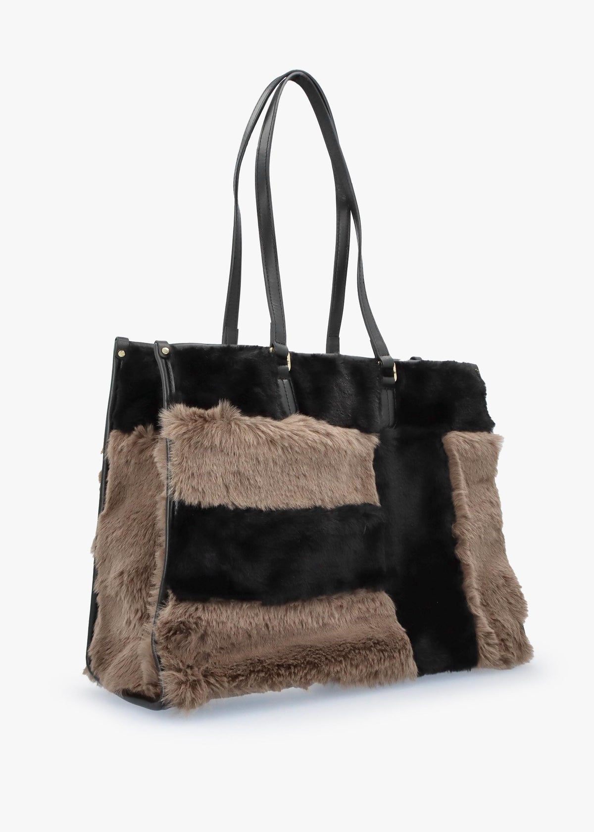 Multicoloured Faux Fur & Leather Tote Bag