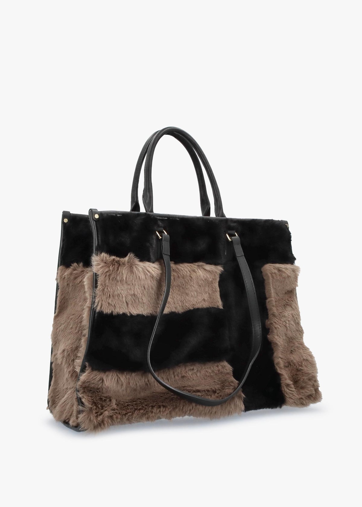 Multicoloured Faux Fur & Leather Tote Bag