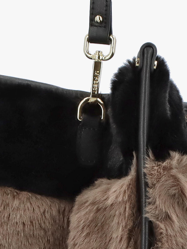 Multicoloured Faux Fur & Leather Tote Bag