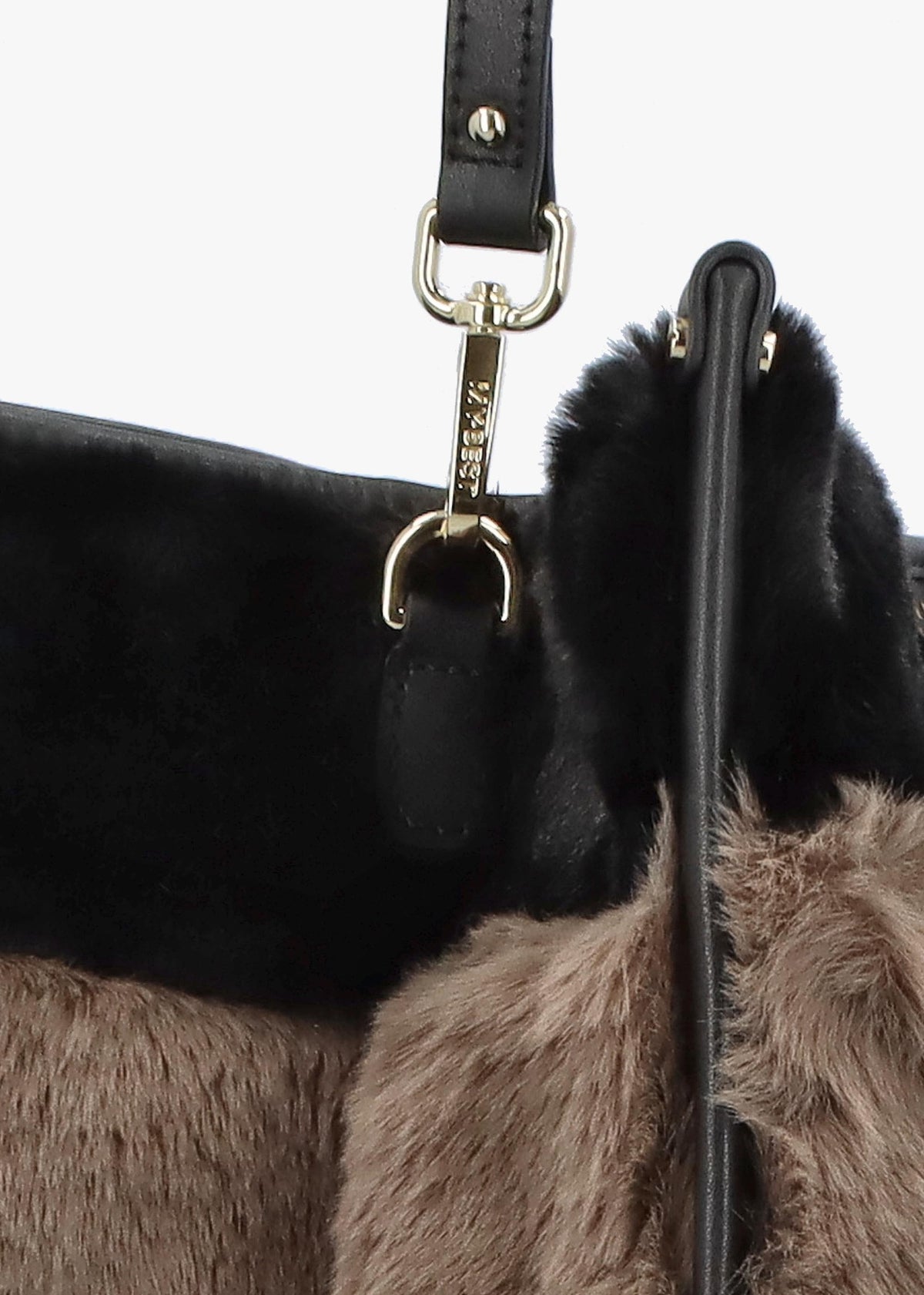 Multicoloured Faux Fur & Leather Tote Bag