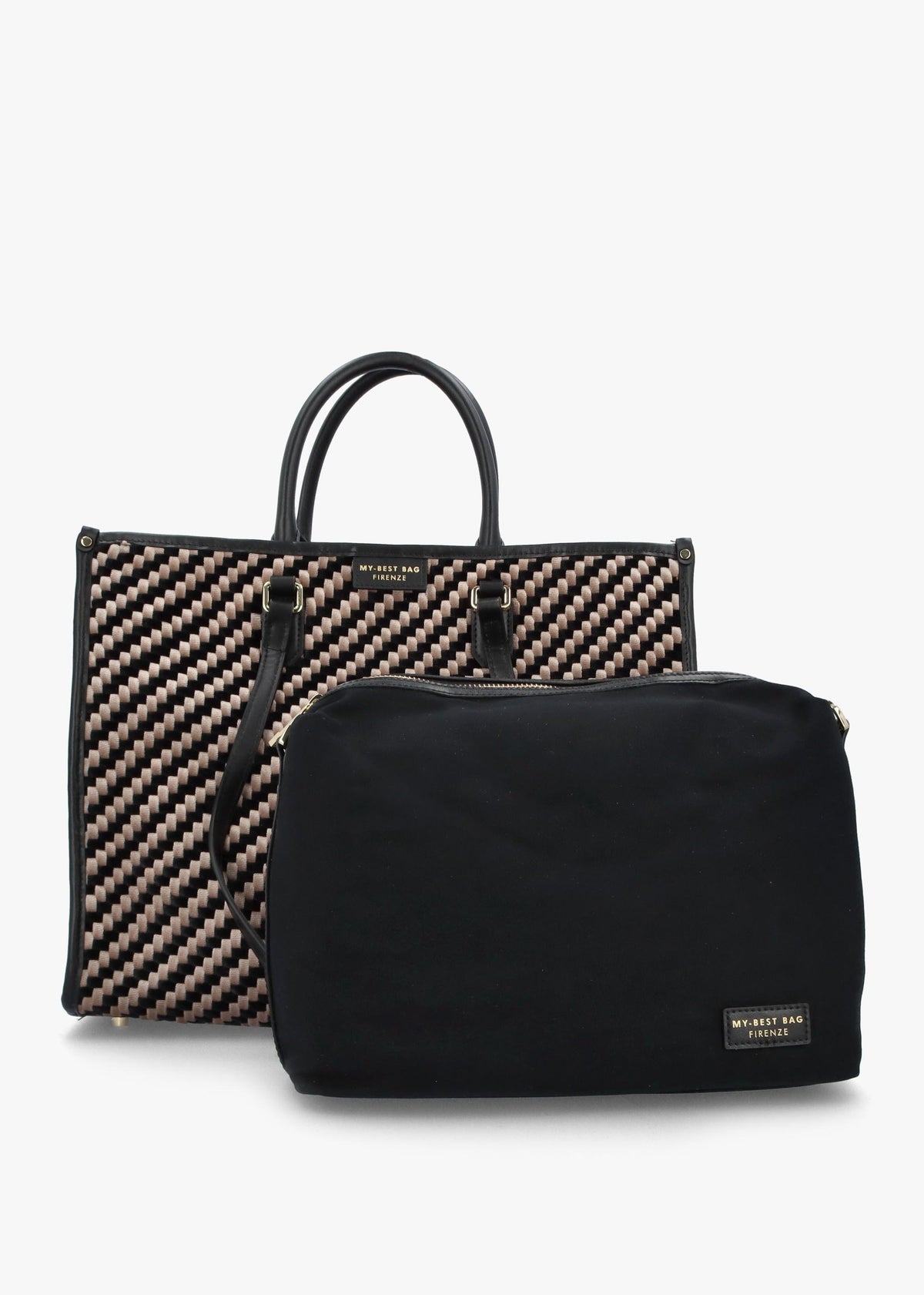 Multicoloured Woven Velvet & Leather Tote Bag