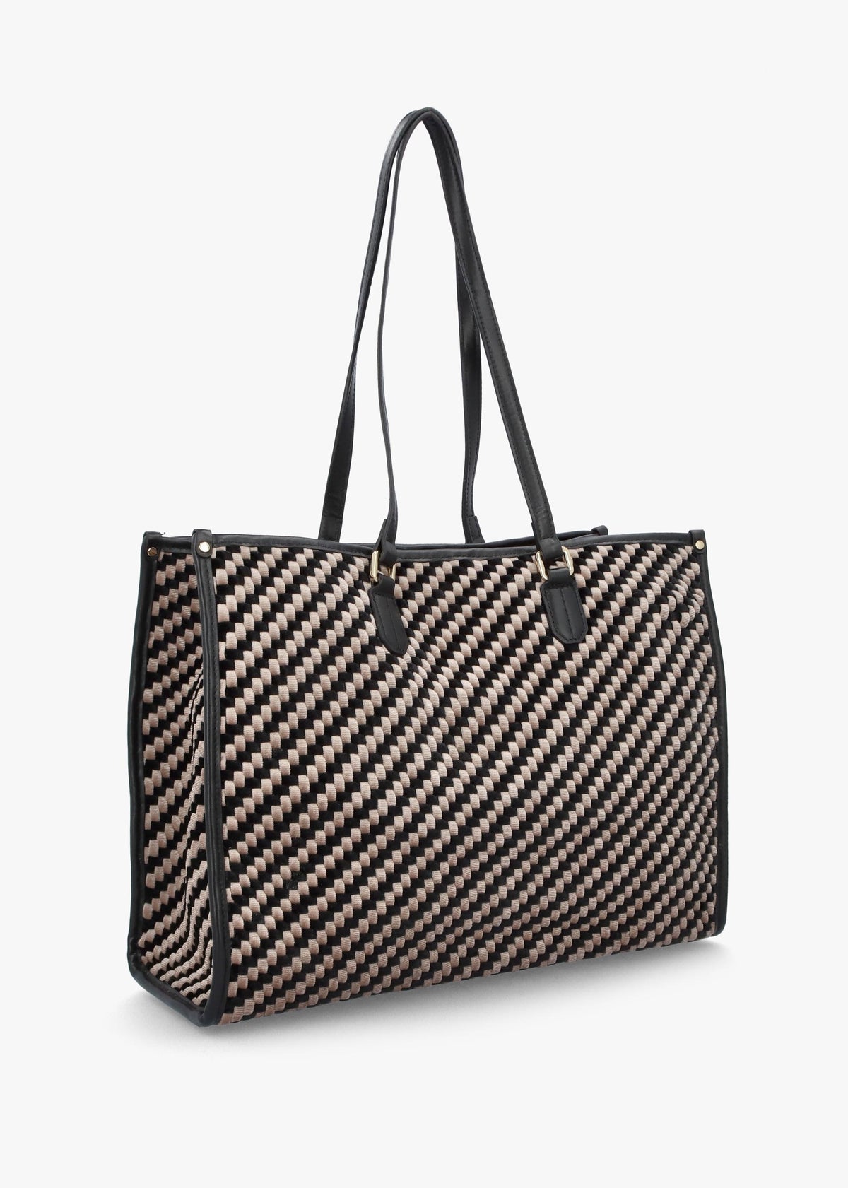 Multicoloured Woven Velvet & Leather Tote Bag