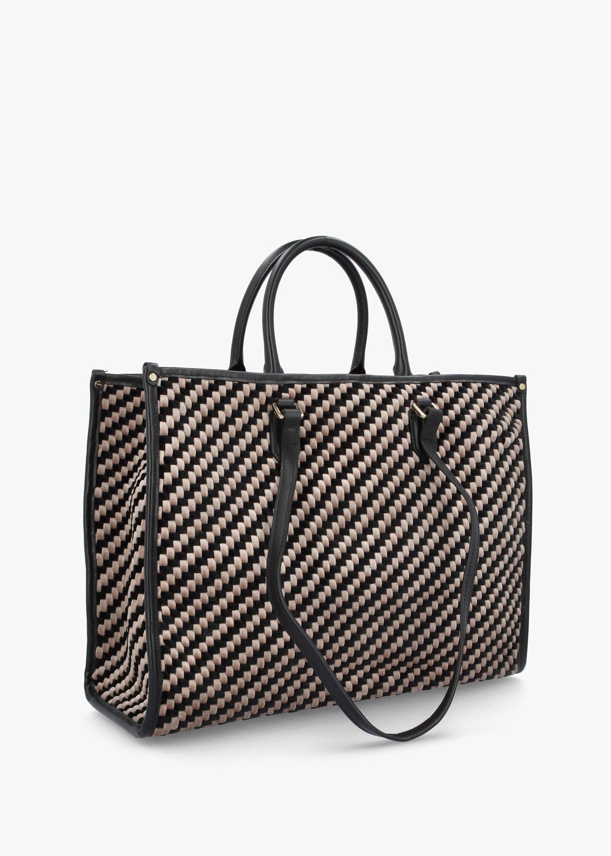 Multicoloured Woven Velvet & Leather Tote Bag