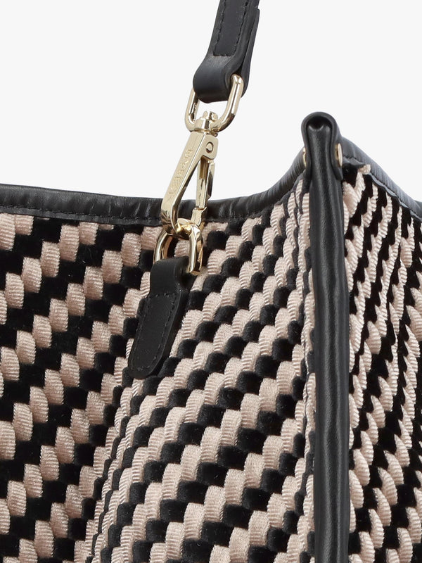 Multicoloured Woven Velvet & Leather Tote Bag