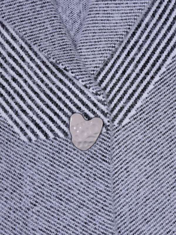 Black & White Knitted Longline Duster Coat