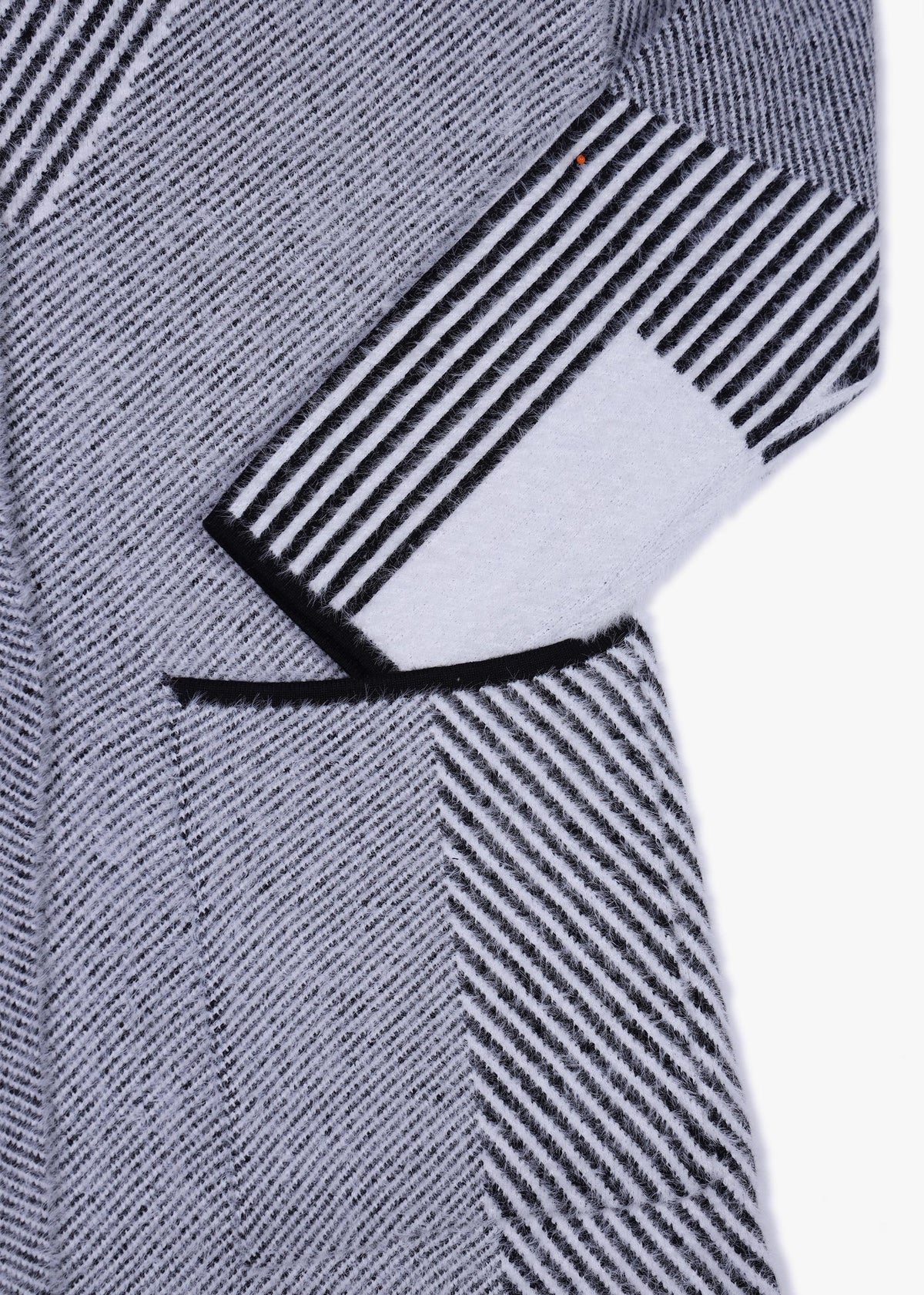Black & White Knitted Longline Duster Coat