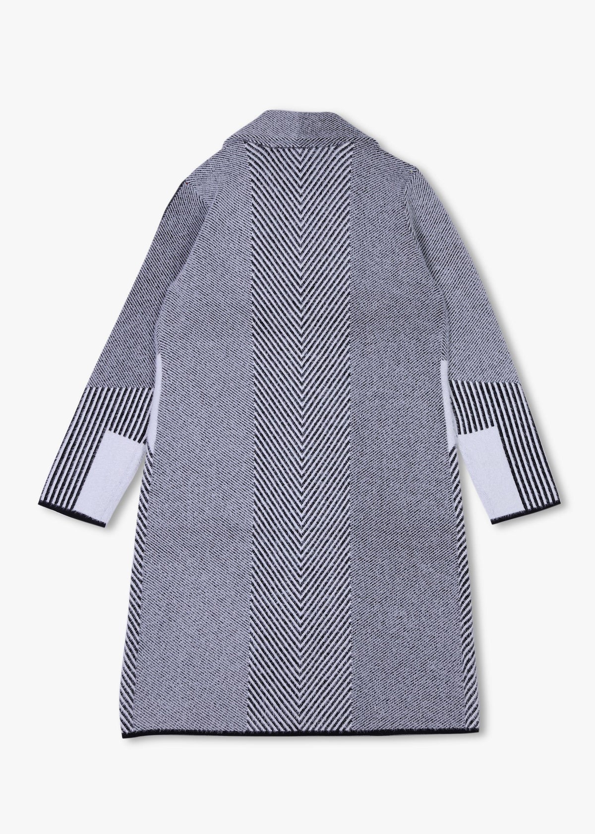 Black & White Knitted Longline Duster Coat