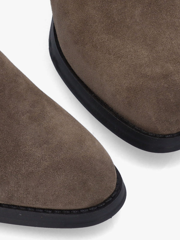 Adios Brown Suede Western Chelsea Mid-Heel Boots