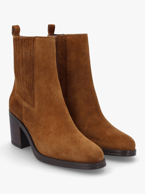 Adios Tan Suede Western Chelsea Mid-Heel Boots