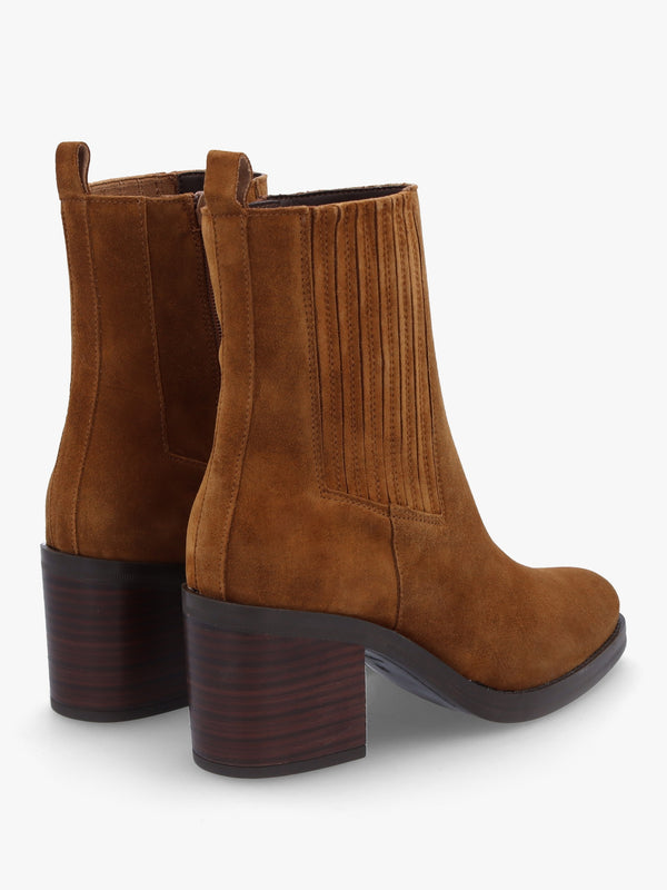 Adios Tan Suede Western Chelsea Mid-Heel Boots