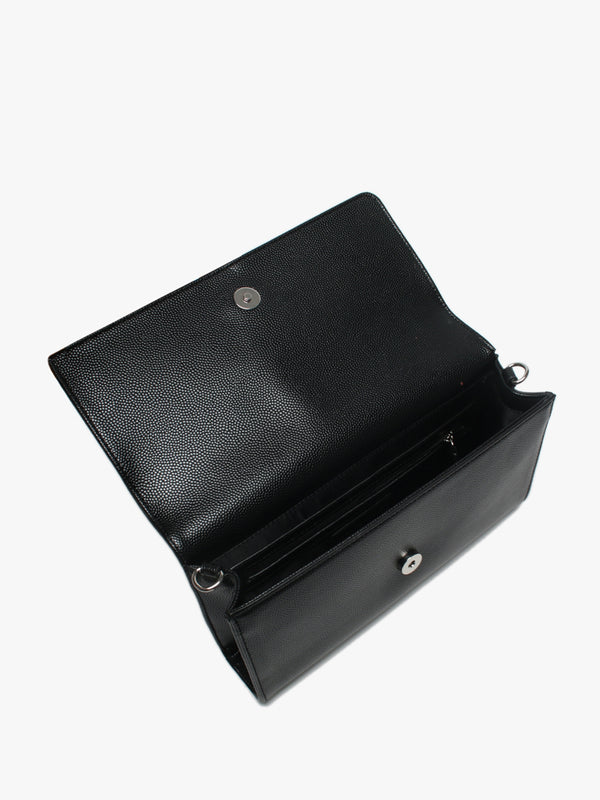 Divina Black Pebbled Clutch Bag