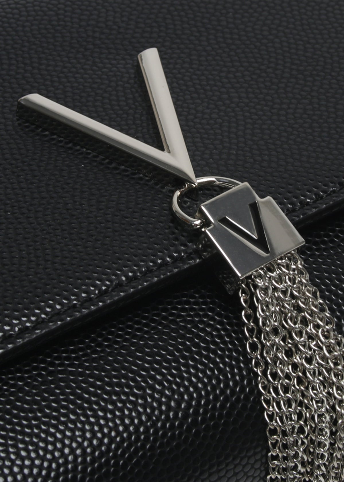 Divina Black Pebbled Clutch Bag