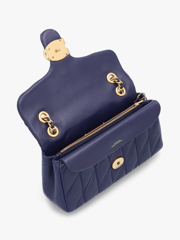 Tabby Quilted 26 Dark Navy Leather Shoulder Bag