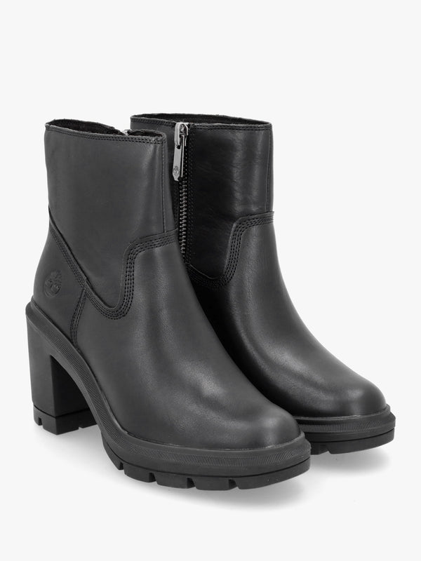 Allington Heights Black Leather Block Heel Ankle Boots