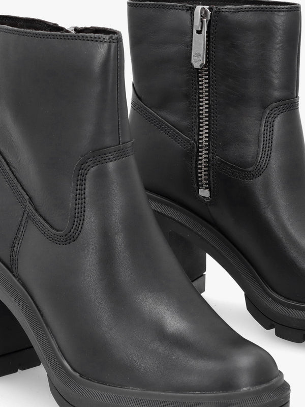 Allington Heights Black Leather Block Heel Ankle Boots