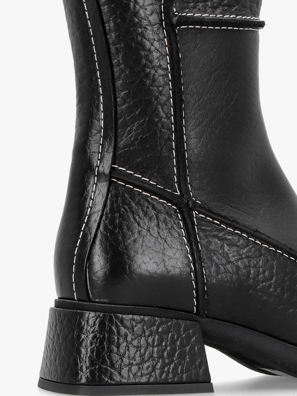 Alzira Black Leather Mid-Calf Boots