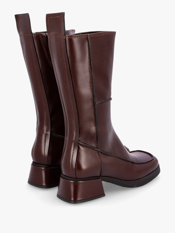 Alzira Brown Black Leather Mid-Calf Boots