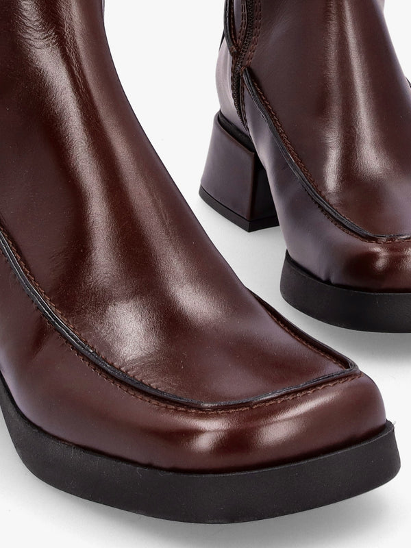 Alzira Brown Black Leather Mid-Calf Boots