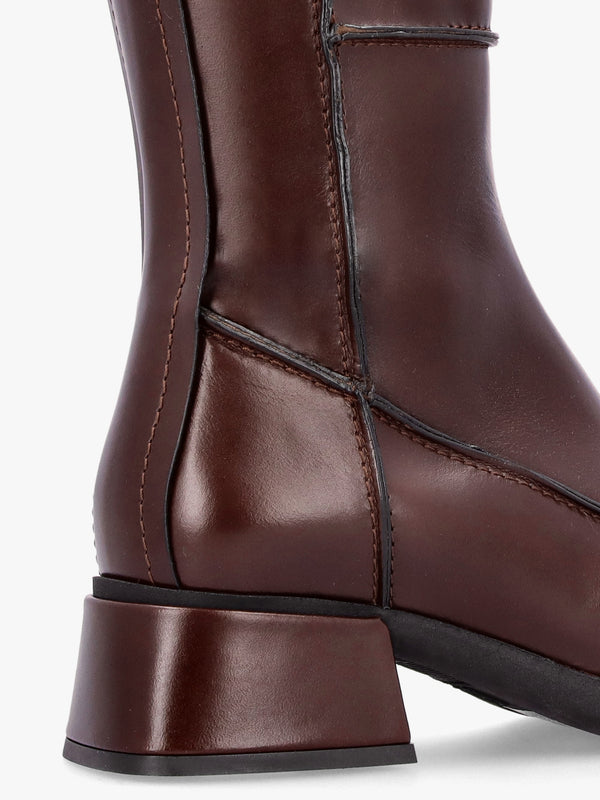 Alzira Brown Black Leather Mid-Calf Boots