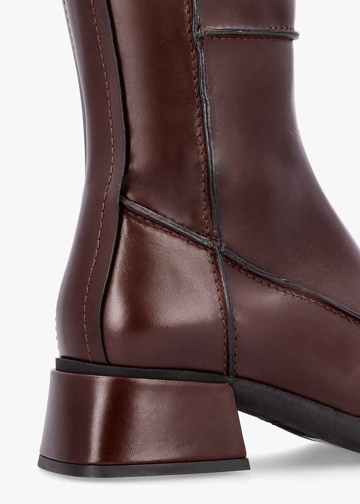 Alzira Brown Black Leather Mid-Calf Boots