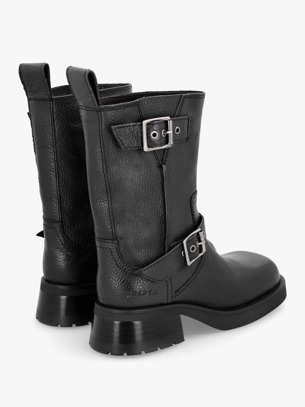 Renate Black Leather Biker Boots
