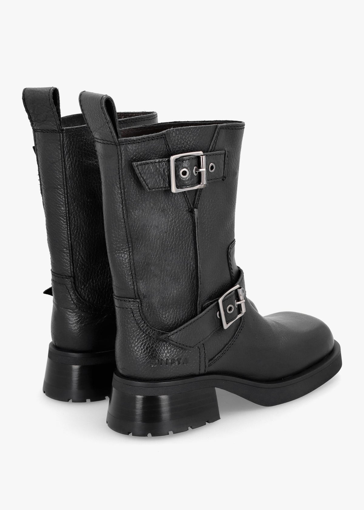 Renate Black Leather Biker Boots