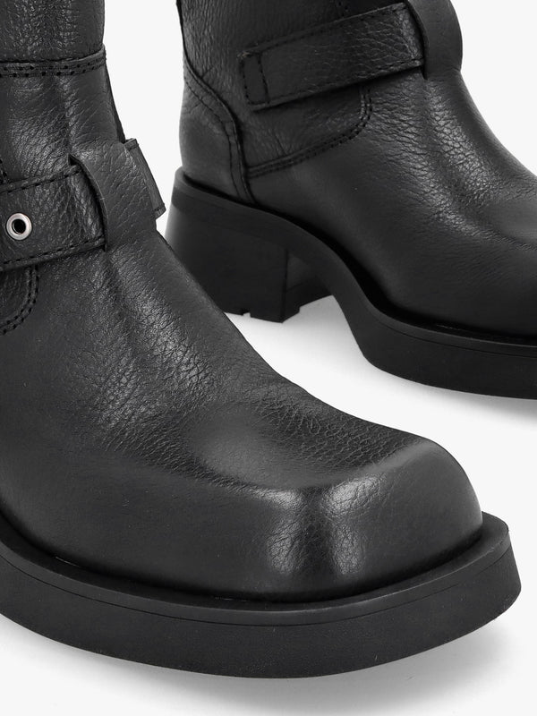Renate Black Leather Biker Boots