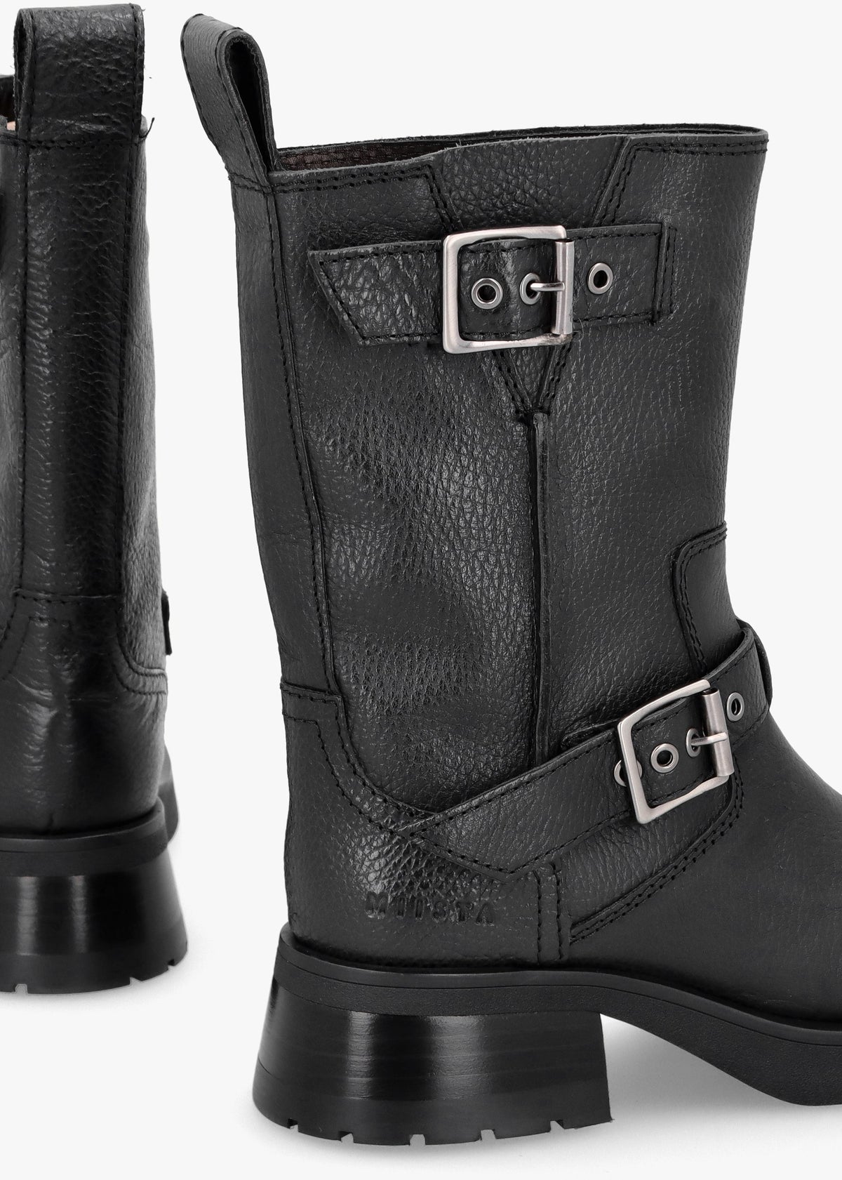 Renate Black Leather Biker Boots