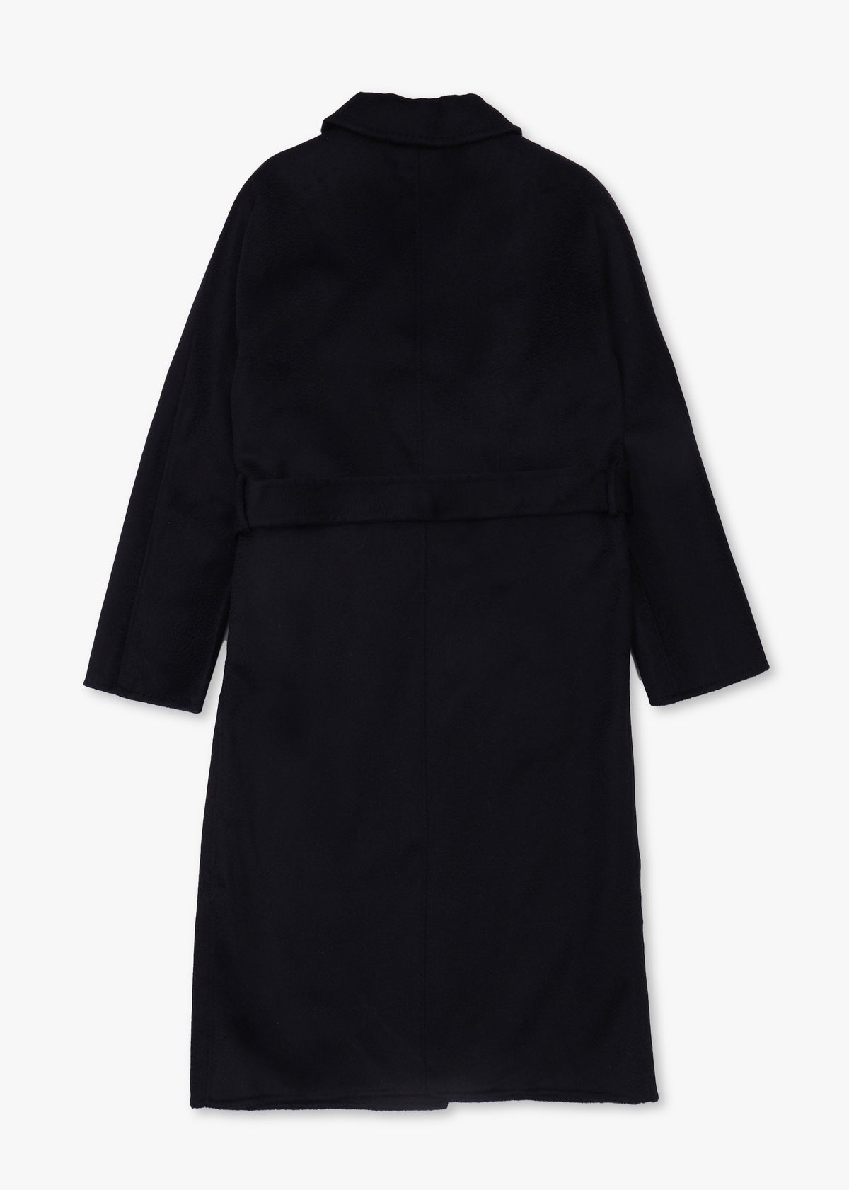 Black Wool Cashmere Double Breasted Longline Coat