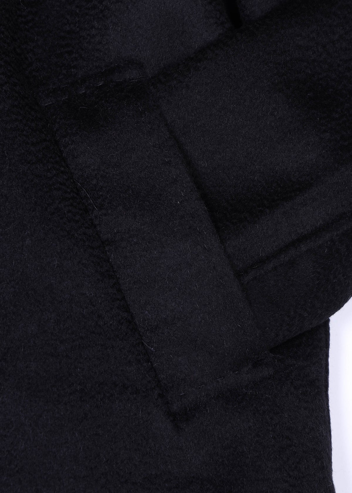 Black Wool Cashmere Double Breasted Longline Coat