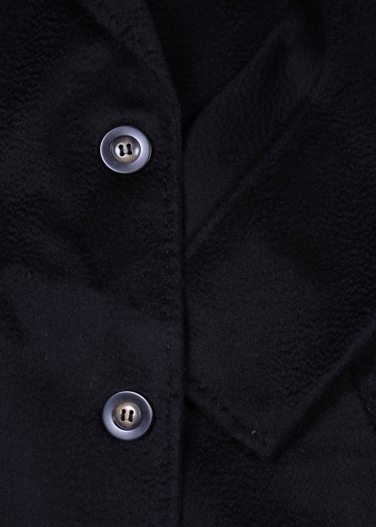 Black Wool Cashmere Double Breasted Longline Coat