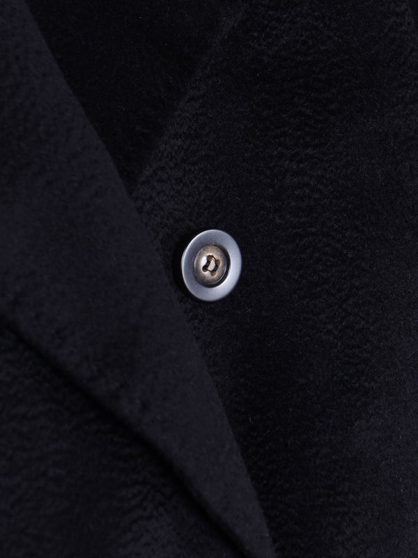 Black Wool Cashmere Double Breasted Longline Coat