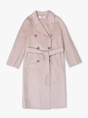 Beige Wool Cashmere Double Breasted Longline Coat