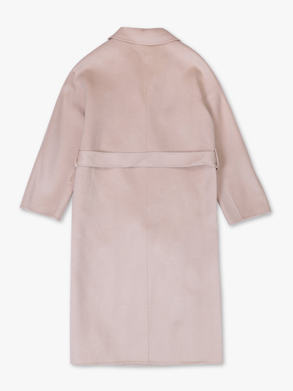 Beige Wool Cashmere Double Breasted Longline Coat