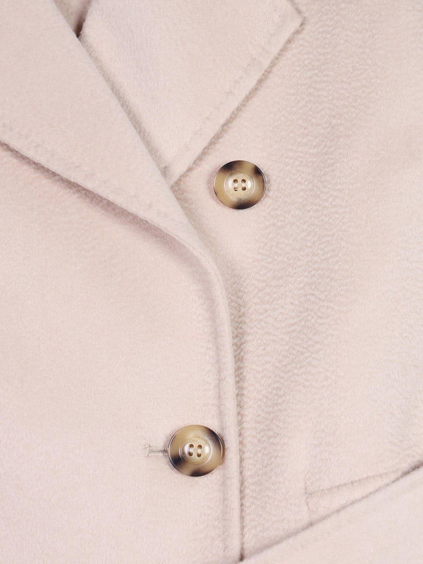 Beige Wool Cashmere Double Breasted Longline Coat