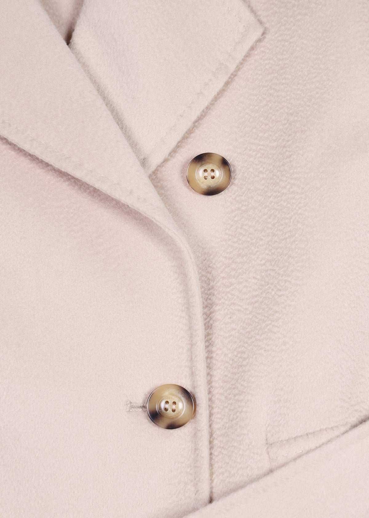Beige Wool Cashmere Double Breasted Longline Coat