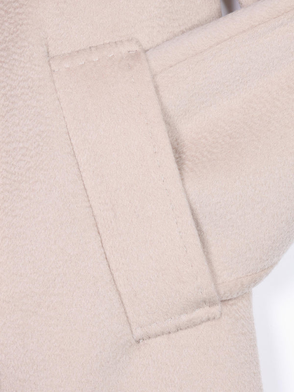Beige Wool Cashmere Double Breasted Longline Coat
