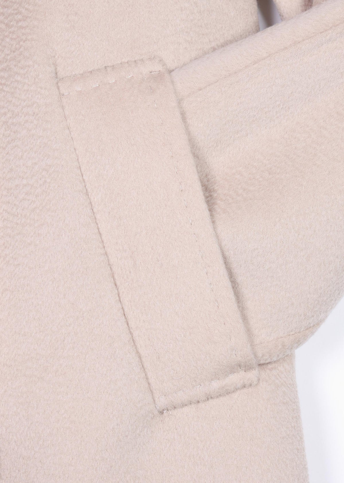Beige Wool Cashmere Double Breasted Longline Coat