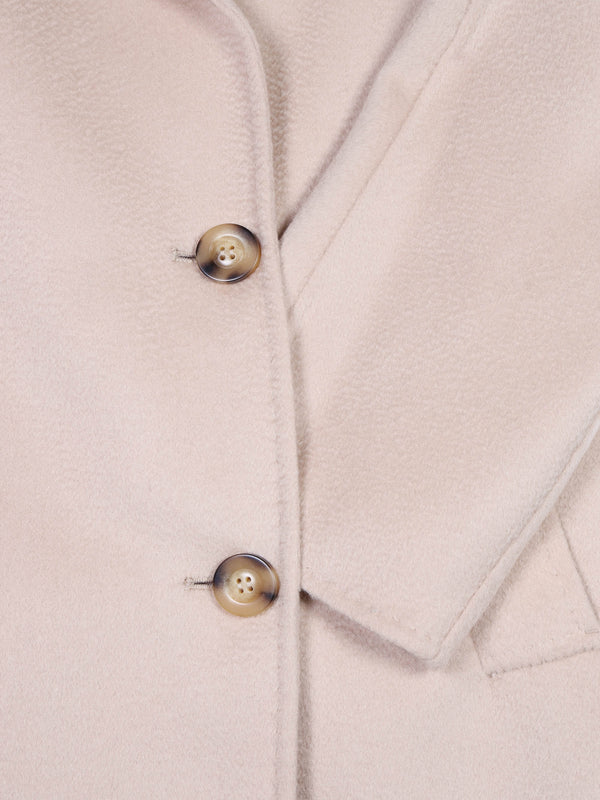 Beige Wool Cashmere Double Breasted Longline Coat