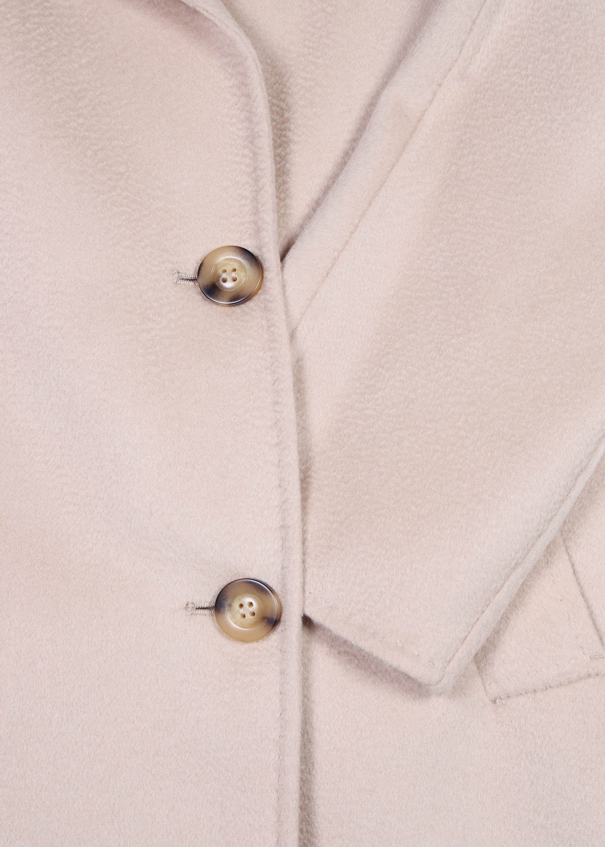 Beige Wool Cashmere Double Breasted Longline Coat