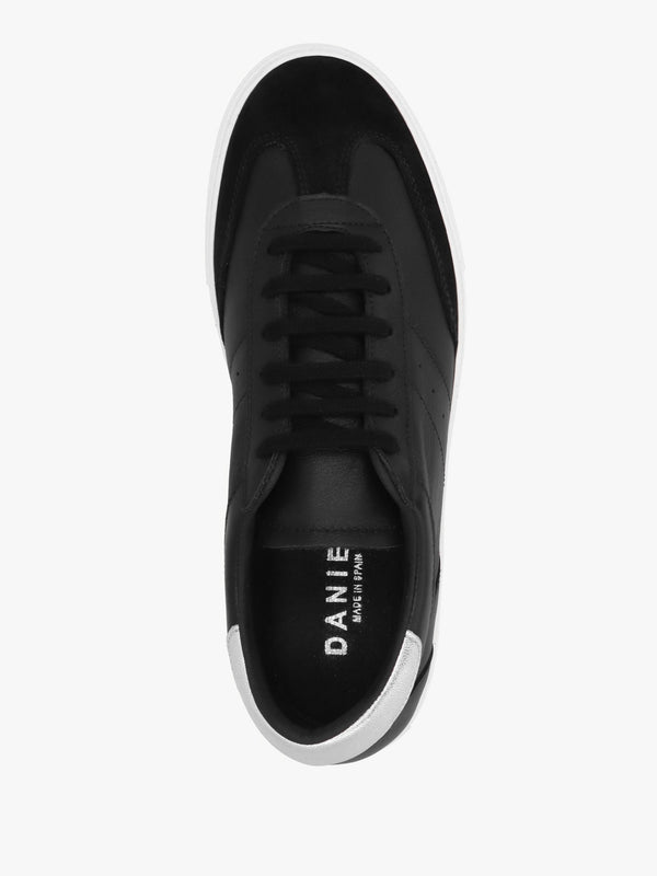 Thamby Black Leather Low Profile Trainers