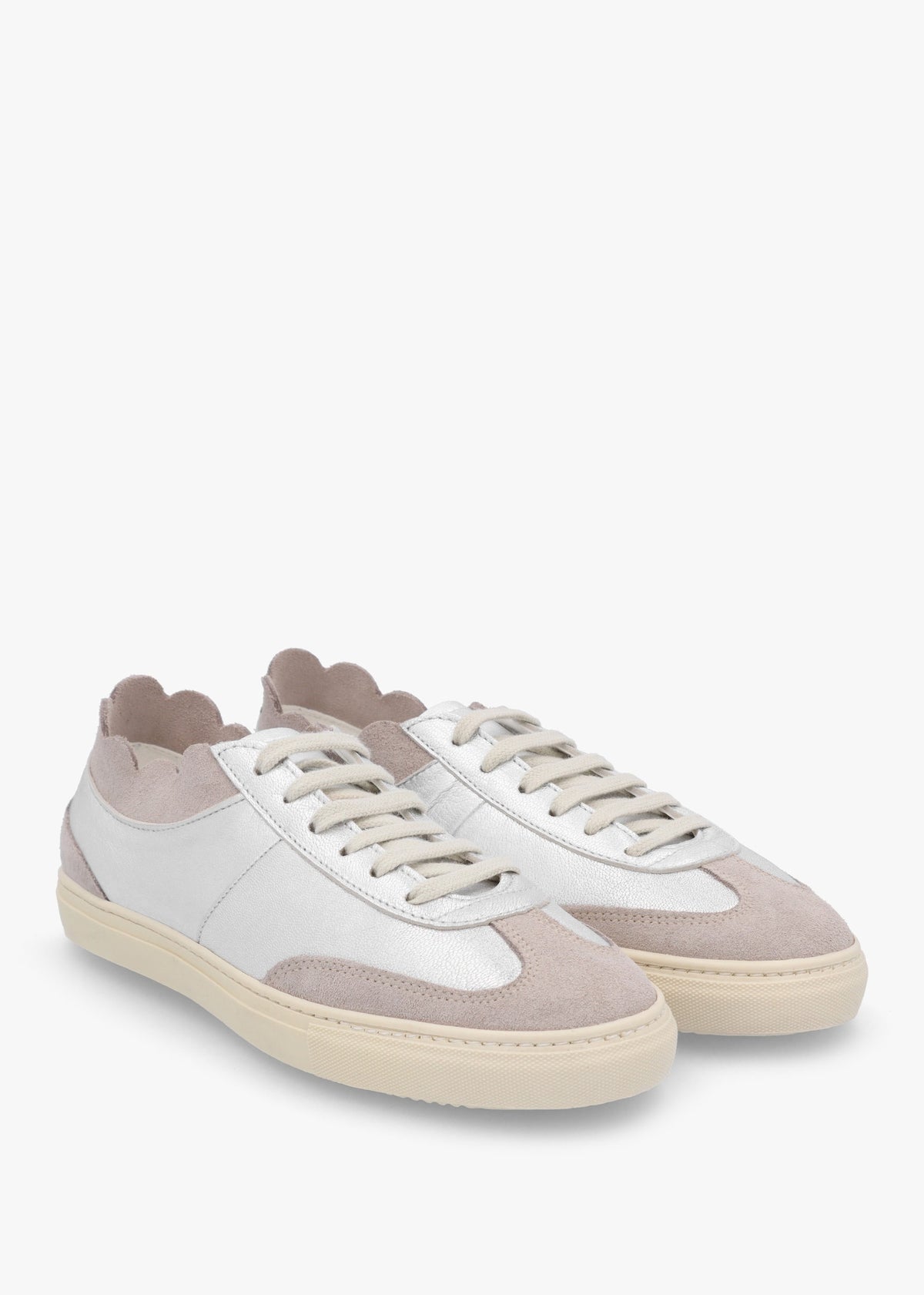 Thascal Silver Leather Low Profile Trainers