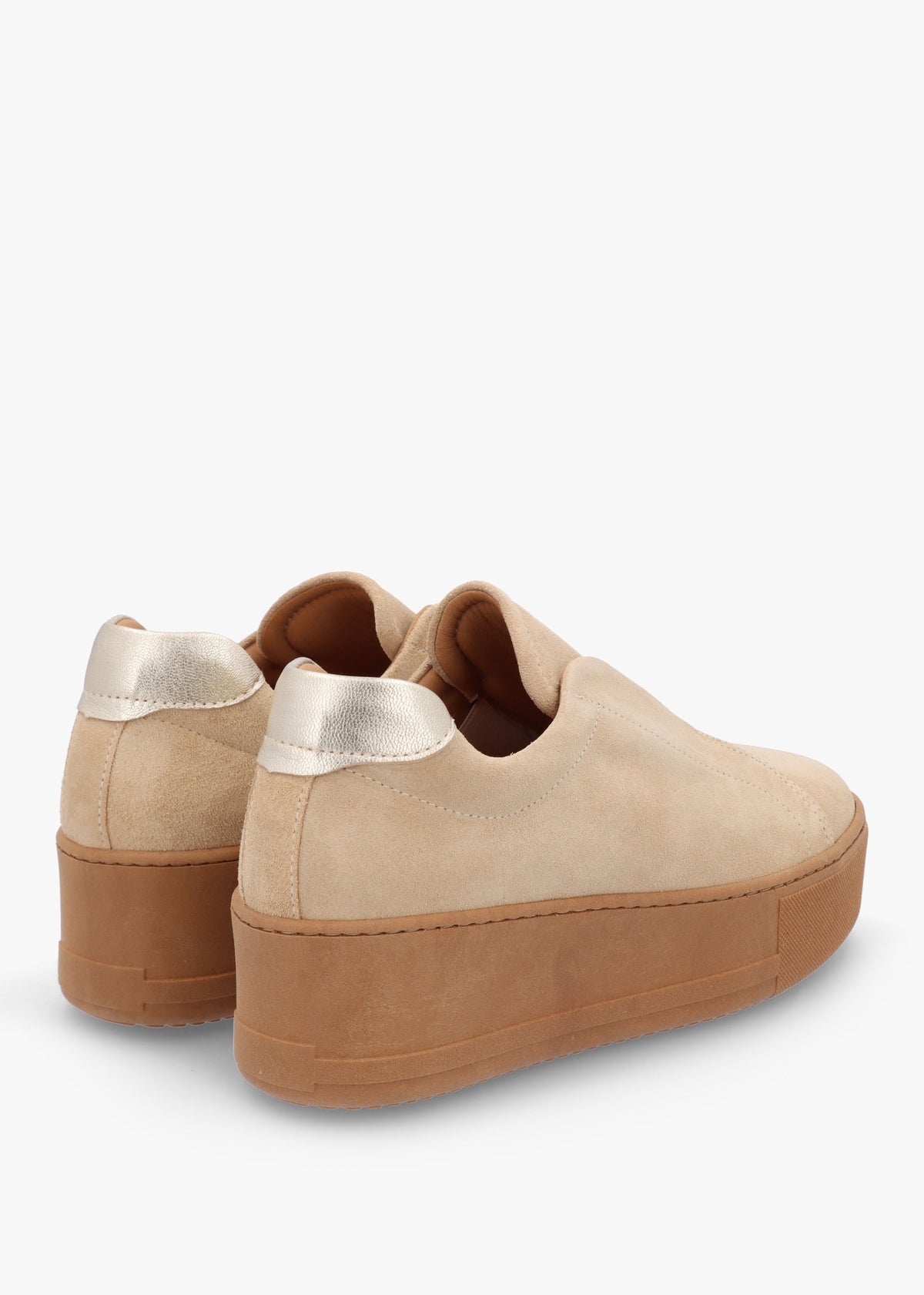 Tred Beige Suede Laceless Flatform Trainers