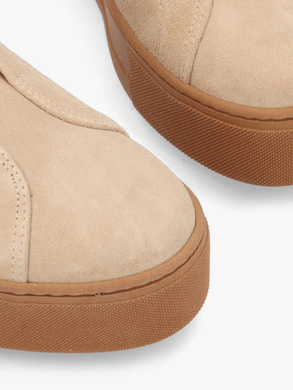 Tred Beige Suede Laceless Flatform Trainers