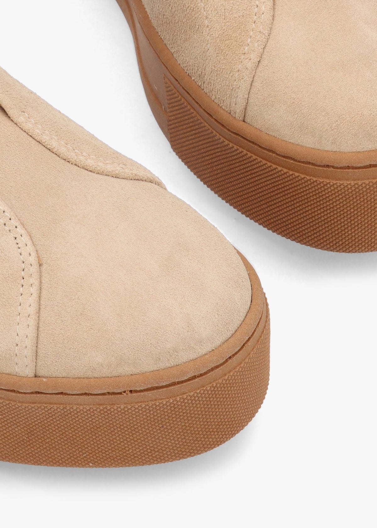 Tred Beige Suede Laceless Flatform Trainers