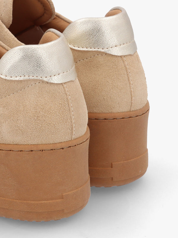 Tred Beige Suede Laceless Flatform Trainers