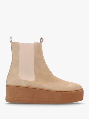 Tred Beige Suede Flatform Chelsea Boots