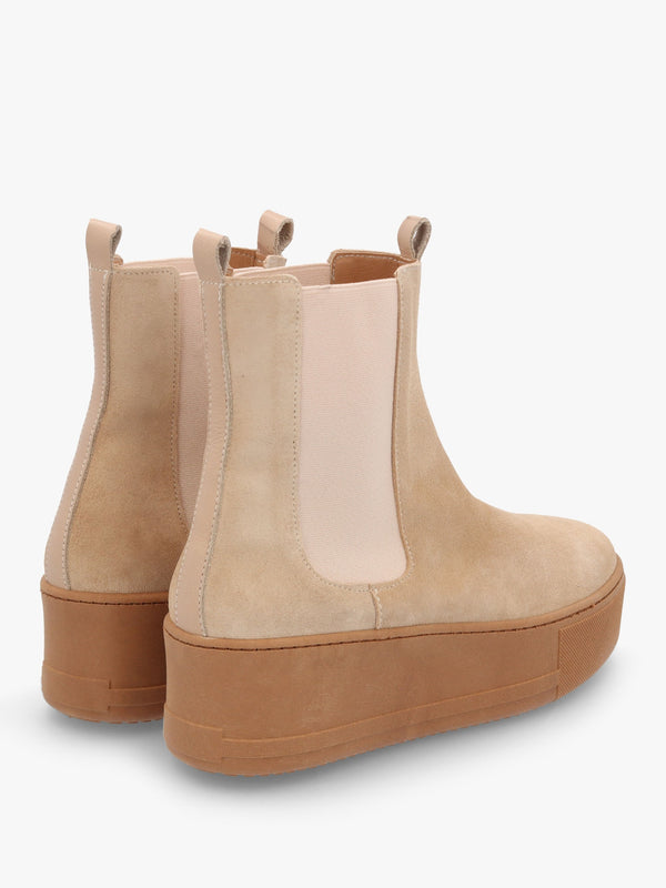 Tred Beige Suede Flatform Chelsea Boots
