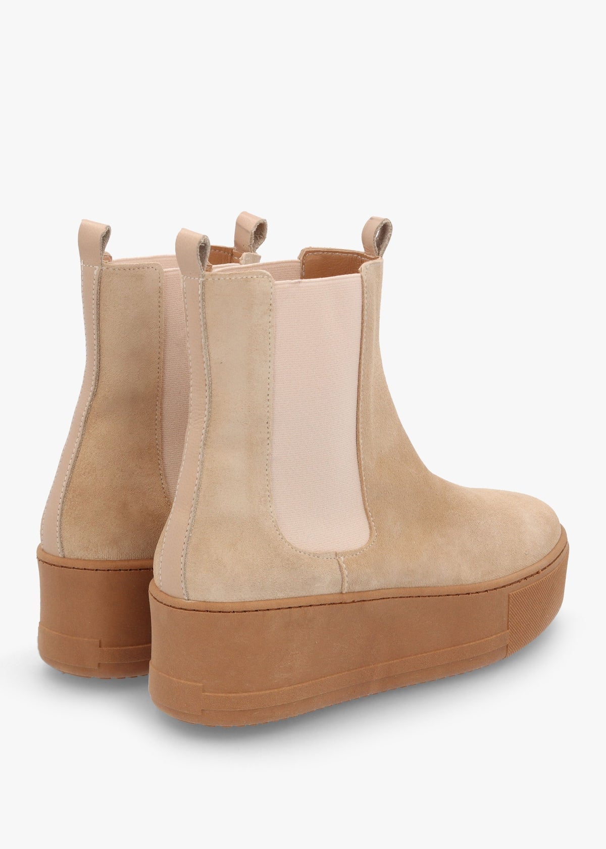 Tred Beige Suede Flatform Chelsea Boots