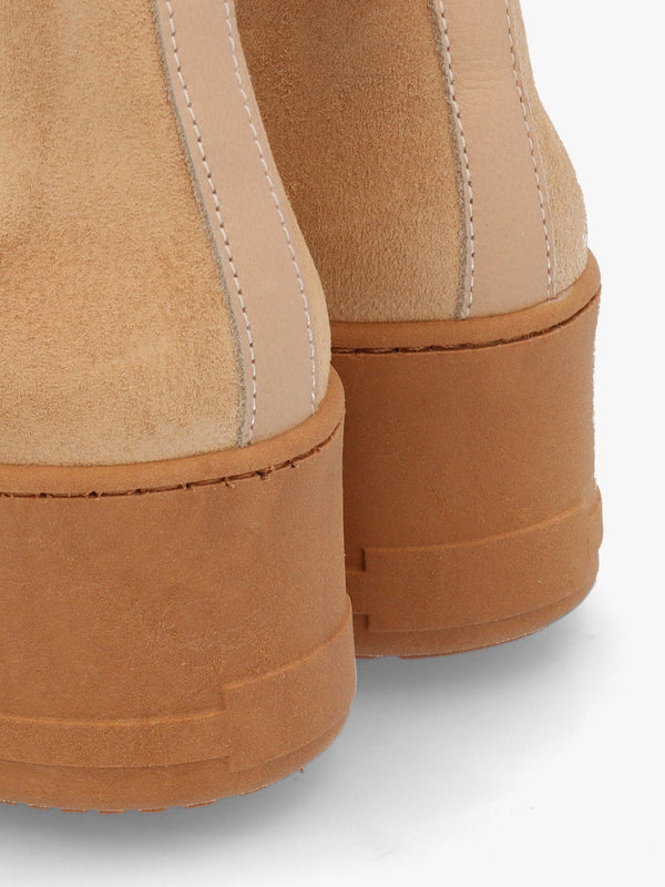 Tred Beige Suede Flatform Chelsea Boots
